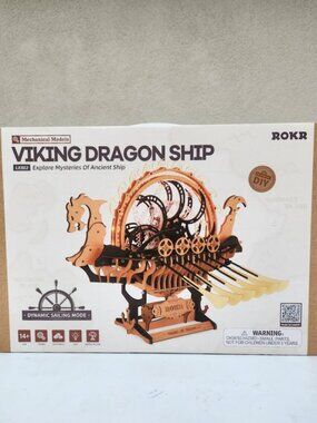 NEW Rokr Viking Dragon Ship Boat LED Model 3D Wooden Puzzle Toy Gift Decor Mecha